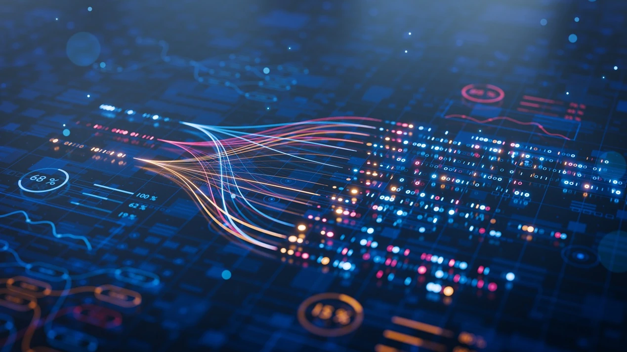 Abstract digital representation of business automation / ai data analytics and visualisation