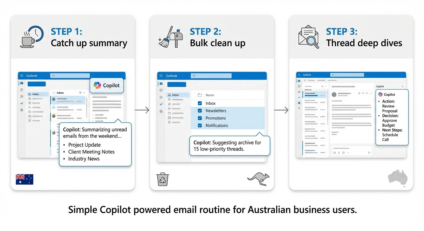 Mastering Copilot for Email in Outlook - AU Guide - Part 2 6 Within Daily Routines Section - after first workflow list