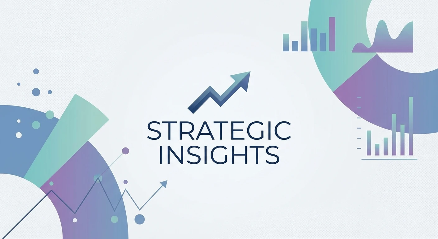 Copilot vs ChatGPT vs Gemini for Australian Businesses? 5 Abstract charts and arrow icon around text “Strategic Insights,” symbolising data‑driven AI decisions for Australian businesses
